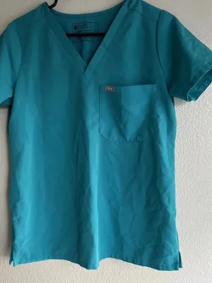 FIGS Catarina Women’s Sz S Scrub Top Teal Blue Technical Collection One Pocket thumbnail 1