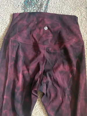 Women's High-Waist Maroon Tie-Dye Leggings thumbnail 5