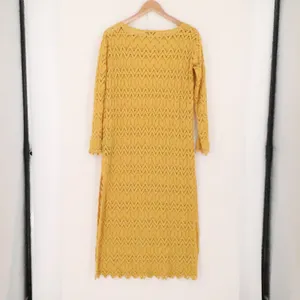 Zara Knit Crochet Midi Dress Womens Size S Mustard Yellow Boho Beachy Cover Up thumbnail 4