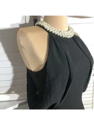 Lulus Pearl Halter Mermaid Maxi Dress Black XS NWT thumbnail 7