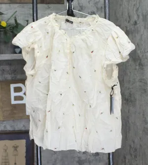 Black Tape Trendy Plus Size Printed Cotton Flutter-Sleeve Top Ivory Off White 2X thumbnail 1