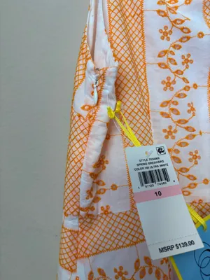 NWT CeCe Embroidered Cotton Maxi Dress White Orange Floral Size 10 thumbnail 7