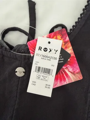 Roxy Black Lace-Edge Tie-Front Crop Top thumbnail 3
