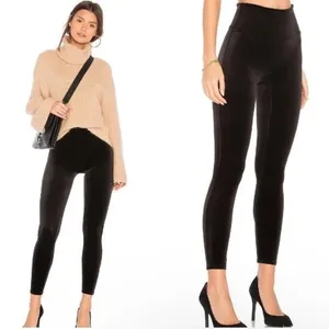 SPANX Velvet Leggings High Waisted‎ Lounge Pants Black Size L thumbnail 2
