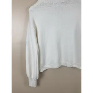Francesca’s Sweater Size XS White Floral Crochet Flower Knit Pullover Crew Neck thumbnail 14
