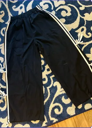 Adorable Black Track Pants with White Side Ties thumbnail 14