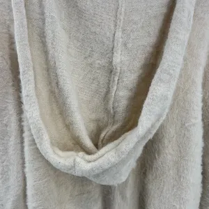 Easel hooded L eyelash sweater cream black stripes soft preppy v-neck neutral thumbnail 6