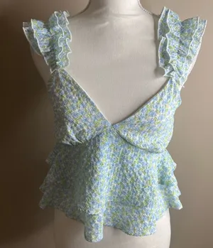 Lush small ruffle peplum top thumbnail 1