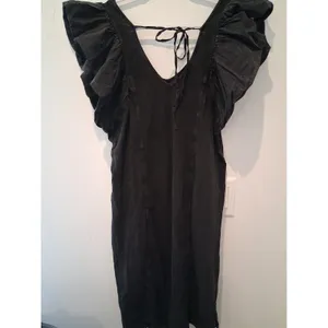 Daily Practice Anthropologie Malibu Creek Dress Cotton Ruffle Black measures Med thumbnail 10