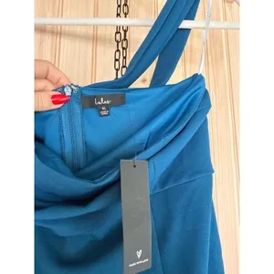 NWT Lulus Hold Your Attention Teal Blue One-Shoulder Sleeveless Midi Dress Sz XL thumbnail 5