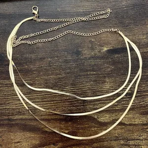 Gold Y2K Triple Layered Liquid Snake Chain Belt, Fits 17-38 Inches, X7GA1401 thumbnail 1