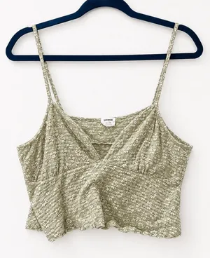 Cotton On Sage Green Floral Cropped Cami Top thumbnail 1