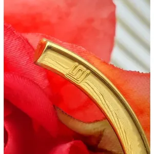 Gold Tone Signed Cuff Bracelet Well Made Engraved Follow Your Heart thumbnail 9