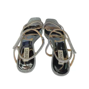Badgley Mischka Unity Wedge Heels Womens Silver Embellished Strappy Sandals 10‎ thumbnail 5