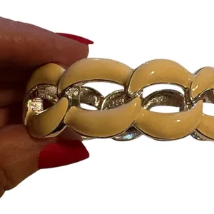 Beige and Silver Chain Link Bracelet, One Size thumbnail 7