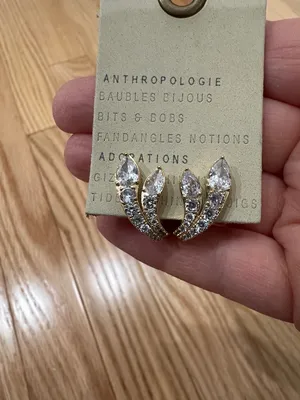 Anthropologie Nadri crystal lobe hoop earrings NEW thumbnail 2