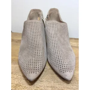 Franco Sarto Taupe Suede Perforated Pointed Toe Kitten Heel Booties 6.5 thumbnail 8