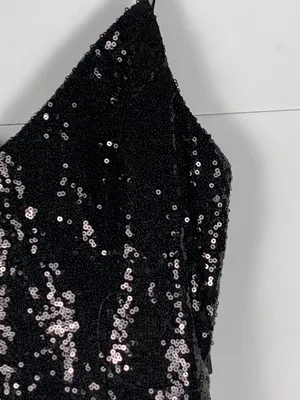 Lulus Black Sequin Mini Dress XS NWT Cocktail Party Homecoming Spaghetti Strap thumbnail 7