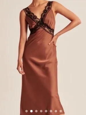 Abercrombie & Fitch satin slip midi dress thumbnail 2