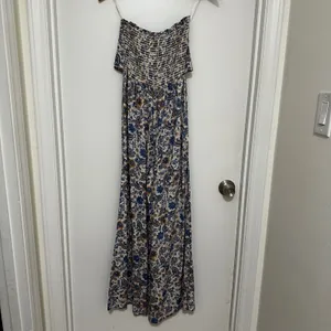 Patrons of Peace | Women's Blue Paisley Smocked Strapless Wide‎ Leg Jumpsuit, XS thumbnail 3