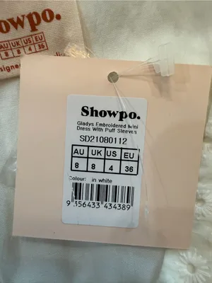 Showpo. NWT Gladys Embroidered Mini Dress with Puff Sleeves thumbnail 5