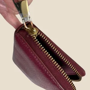 Tory Burch Pebbled Leather Zip Around Continental Wallet Burgundy Logo Clutch thumbnail 7