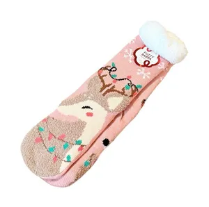 Fuzzy Babba NWT Slipper Socks Pink Reindeer‎ Snowflake Women’s Faux Fur Non Slip thumbnail 1