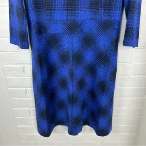 L.L.Bean Signature Blue Plaid Knit Dress Size 10 thumbnail 4