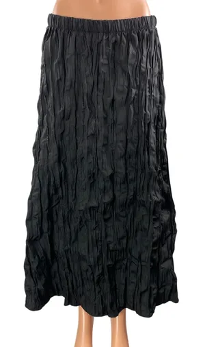 NEW Zara Women's Black Crinkled Textured Pleated Elastic Waist Maxi Skirts Sz S thumbnail 1