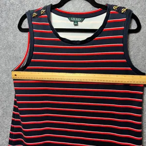 Lauren Ralph Lauren Striped Knit Tank Dress Sleeveless‎ Casual Red White Blue L thumbnail 2