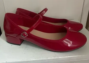 Madden Girl Red Patent Mary Jane Low Heel Pumps thumbnail 1