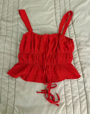 REVOLVE More To Come Women’s Red Ruched Tie-Front Tank Top NWT thumbnail 1