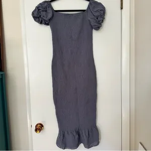 Baltic Born Alana Smocked Midi Dress Womens Medium Blue New thumbnail 2