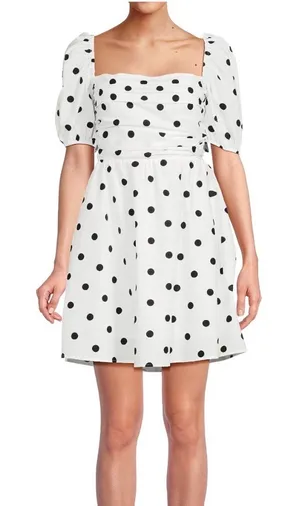 O.P.T Polka Dot River Pleated Mini Dress Whote Black Size‎ XS NWT thumbnail 1
