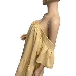NWT Macaw Flutter sleeve Yellow Bohemian‎ mini dress Size M thumbnail 5