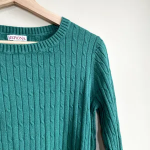 Merona green knit crewneck sweater‎ women's size medium cotton rayon top casual thumbnail 2