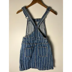 H&M Wm 0 Divided Blue Pinstripe Denim Overall Dress Mini Pinafore Festival Y2K thumbnail 3