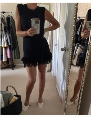 ZARA Fringe Dress Navy Blue thumbnail 7
