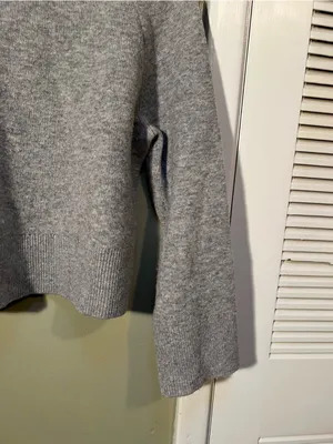 H&M Women's Sz Small Gray Melange Wool-Blend Mock-Turtleneck Sweater Wide Sleeve thumbnail 5