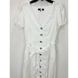 Lulus Sicily Sweetheart White Button-Front Puff Sleeve Midi Dress Classic Medium thumbnail 7