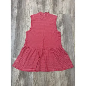 t.la Anthropologie Red White‎ Striped Mock Neck Peplum Top Sleeveless Large thumbnail 4