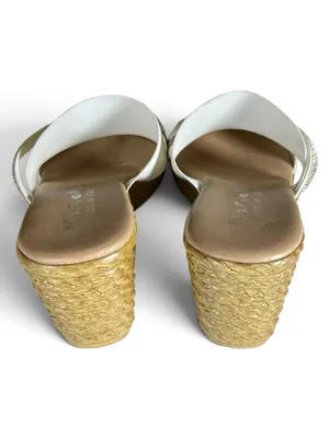 Mariella Made in Italy White Rhinestone Wedge Slide Sandals Size 8 thumbnail 5