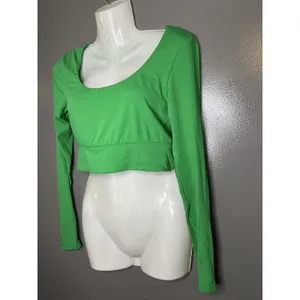 OFFLINE By Aerie Shirt Womens Medium Green Real Me Scoop Back Cropped Top thumbnail 4