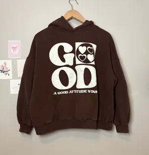 Pull and bear ASOS brown earthy trendy hoodie cotton autumn fall influencer prep thumbnail 1