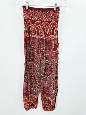 Earthbound Trading Co. Women's Burgundy Boho Jogger‎ Pants Size Small thumbnail 2