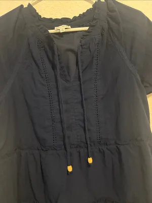 Wonderly Navy Tie-Front Ruffle Tiered blouse thumbnail 3