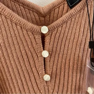 BCBGMAXAZRIA Merino Wool Blend Ribbed Off Shoulder Sweater Top Blush Sz‎ M thumbnail 4