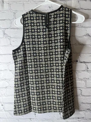 Mud Pie Black and Cream Sleeveless Geometric tunic shirt size small thumbnail 4