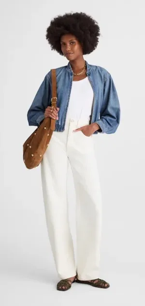 Madewell The Balloon Jean White Barrel Leg Jeans Baggy NWT Size 26 (US 2) thumbnail 1