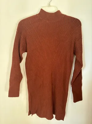 Abercrombie & Fitch Ribbed Mock Neck Sweater Small Orange thumbnail 1